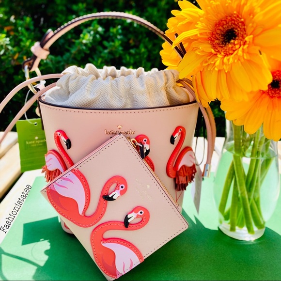 Kate spade SET flamingo pippa bucket pool wallet - Picture 3 of 8